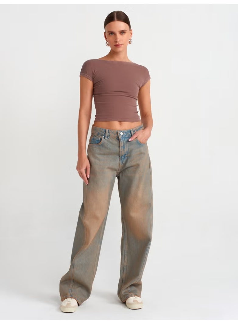 Dilvin 71464 Front Pieced Baggy Denim Trousers-Tint - Image 1